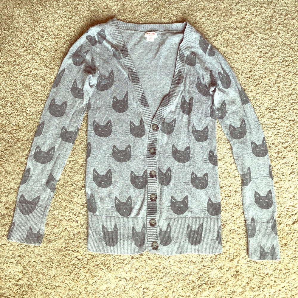 Cat print Mossimo XS long Button-up cardigan